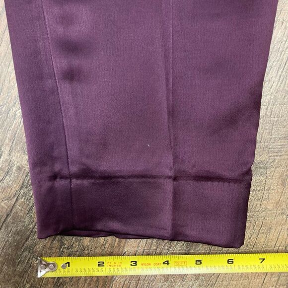 Banana Republic NWT Isa Pleated Italian Satin Tapered Pants in Purple Prune sz 4 - Picture 10 of 10